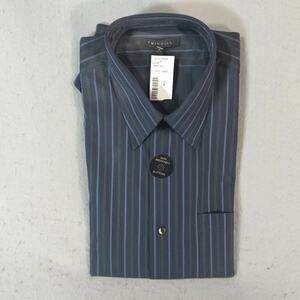 Twin Hill Dress Shirt Men's medium 32/33 Blue Striped Oxford Twill Long Sleeve